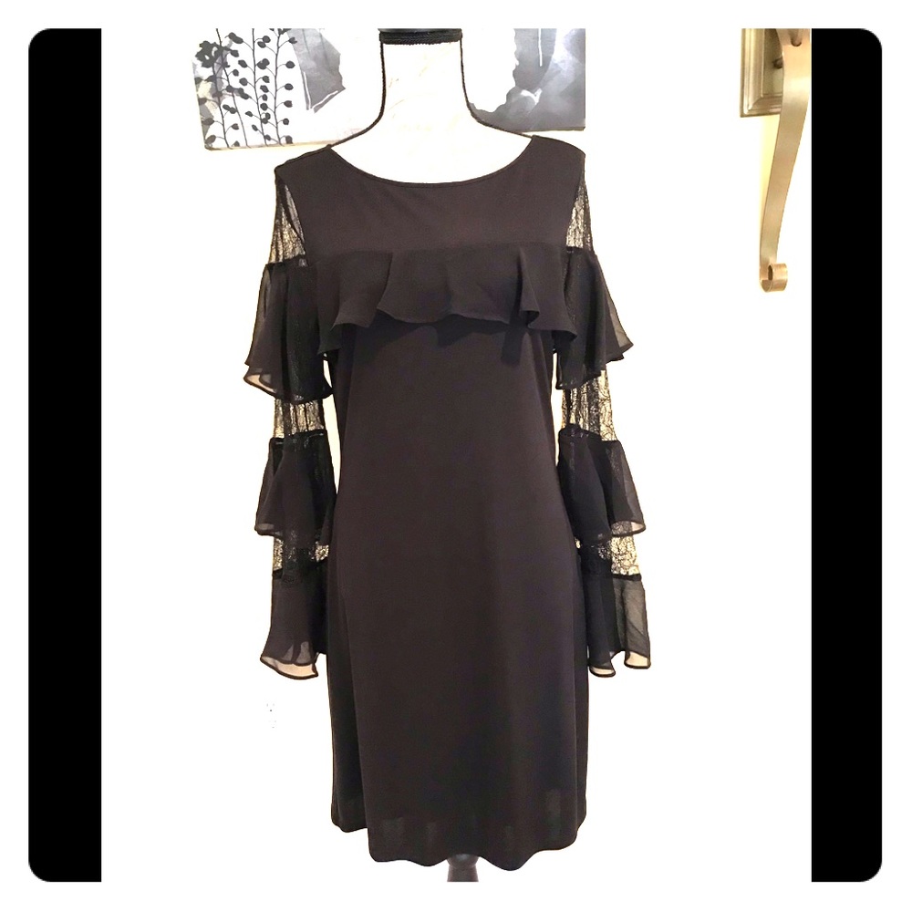 WHBM Black with lace shift dress Sz Med